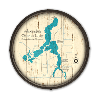 Alexandria Chain of Lakes, Minnesota on a Barrel End Barrel End Wall Art Lake Art
