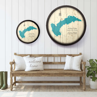 Ashley Lake, Montana on a Barrel End Barrel End Wall Art Lake Art