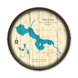 Bear Lake, Wisconsin on a Barrel End Barrel End Wall Art Lake Art