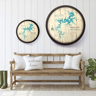 Beaver Lake, Arkansas on a Barrel End Barrel End Wall Art Lake Art