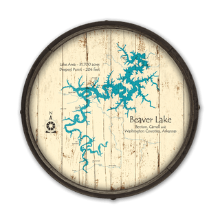 Beaver Lake, Arkansas on a Barrel End Barrel End Wall Art Lake Art