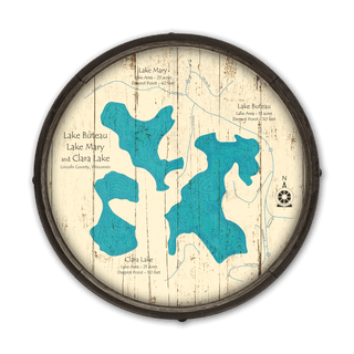 Lake Buteau, Wisconsin on a Barrel End Barrel End Wall Art Lake Art