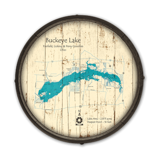 Buckeye Lake, Ohio on a Barrel End Barrel End Wall Art Lake Art