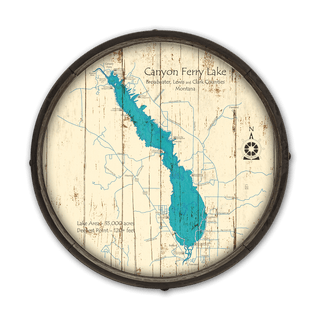 Canyon Ferry Lake, Montana on a Barrel End Barrel End Wall Art Lake Art