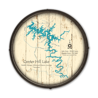 Center Hill Lake, Tennessee on a Barrel End Barrel End Wall Art Lake Art