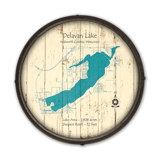 Delavan Lake, Wisconsin on a Barrel End Barrel End Wall Art Lake Art
