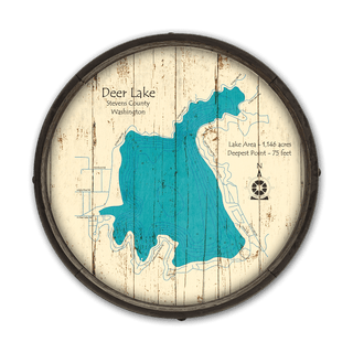 Deer Lake, Washington on a Barrel End Barrel End Wall Art Lake Art