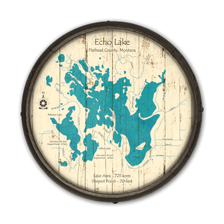 Echo Lake, Montana on a Barrel End Barrel End Wall Art Lake Art