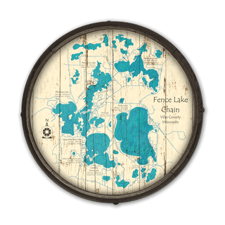 Fence Lake Chain, Wisconsin on a Barrel End Barrel End Wall Art Lake Art