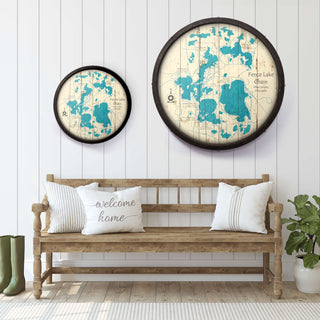 Fence Lake Chain, Wisconsin on a Barrel End Barrel End Wall Art Lake Art