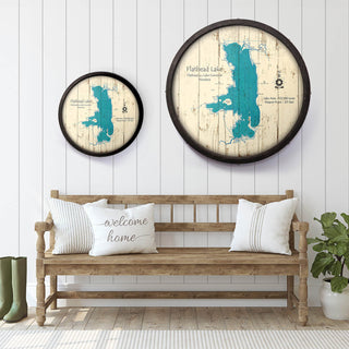 Flathead Lake, Montana on a Barrel End Barrel End Wall Art Lake Art