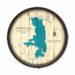 Flathead Lake, Montana on a Barrel End Barrel End Wall Art Lake Art