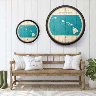 The Hawaiian Islands on a Barrel End Barrel End Wall Art Lake Art
