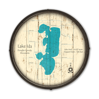 Lake Ida, Douglas County, Minnesota on a Barrel End Barrel End Wall Art Lake Art