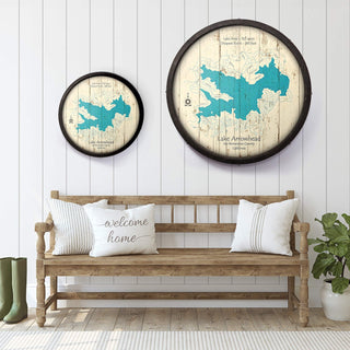 Lake Arrowhead, California on a Barrel End Barrel End Wall Art Lake Art