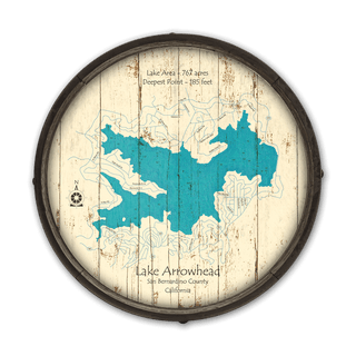 Lake Arrowhead, California on a Barrel End Barrel End Wall Art Lake Art