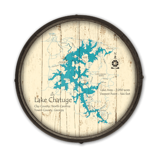 Lake Chatuge, North Carolina & Georgia on a Barrel End Barrel End Wall Art Lake Art