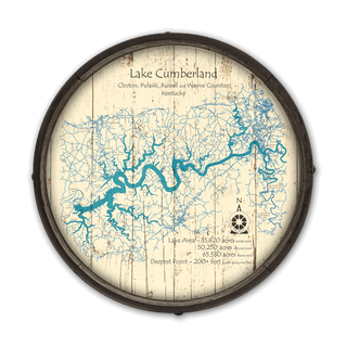Lake Cumberland, Kentucky on a Barrel End Barrel End Wall Art Lake Art