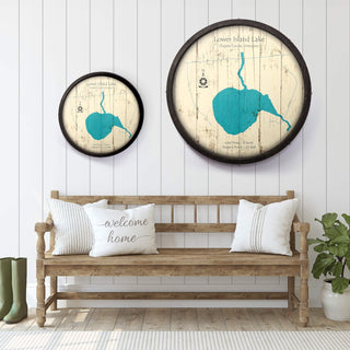 Lower Island Lake, Wisconsin on a Barrel End Barrel End Wall Art Lake Art