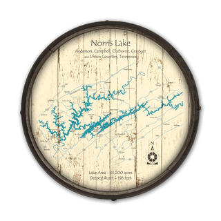 Norris Lake, Tennessee on a Barrel End Barrel End Wall Art Lake Art