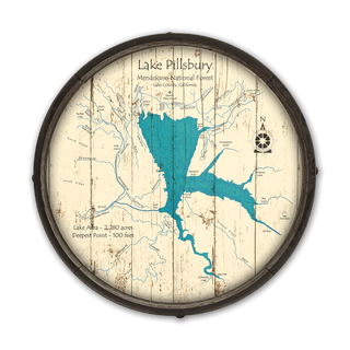 Lake Pillsbury, California on a Barrel End Barrel End Wall Art Lake Art
