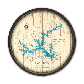 Lake Sinclair, Georgia on a Barrel End Barrel End Wall Art Lake Art
