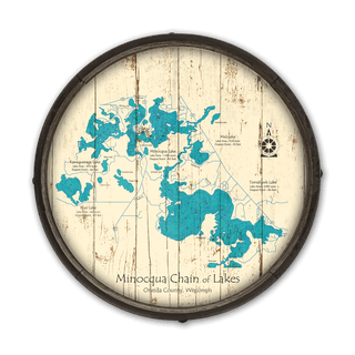 Minocqua Chain of Lakes, Wisconsin on a Barrel End Barrel End Wall Art Lake Art
