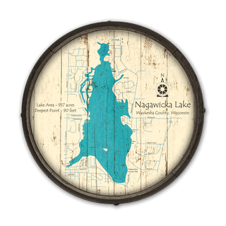 Nagawicka Lake, Wisconsin on a Barrel End Barrel End Wall Art Lake Art