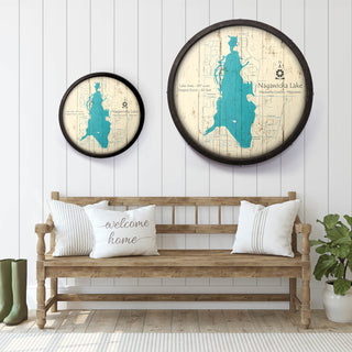 Nagawicka Lake, Wisconsin on a Barrel End Barrel End Wall Art Lake Art