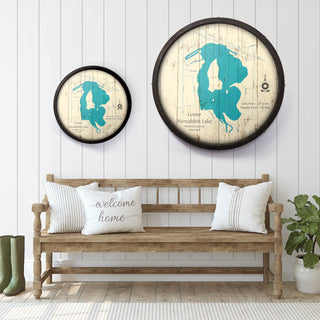 Lower Nemahbin Lake, WI on a Barrel End Barrel End Wall Art Lake Art