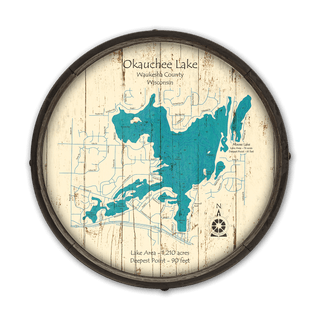 Okauchee Lake, Wisconsin on a Barrel End Barrel End Wall Art Lake Art