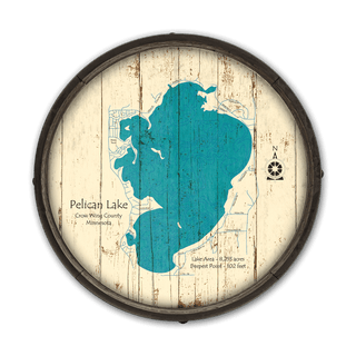 Pelican Lake, Crow Wing Minnesota on a Barrel End Barrel End Wall Art Lake Art