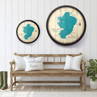 Pelican Lake, Crow Wing Minnesota on a Barrel End Barrel End Wall Art Lake Art