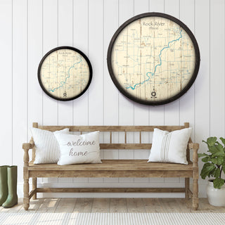 Rock River, Illinois on a Barrel End Barrel End Wall Art Lake Art