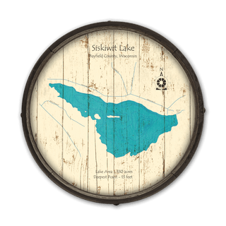 Siskiwit Lake, Wisconsin on a Barrel End Barrel End Wall Art Lake Art