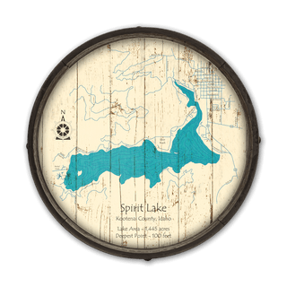 Spirit Lake, Idaho on a Barrel End Barrel End Wall Art Lake Art