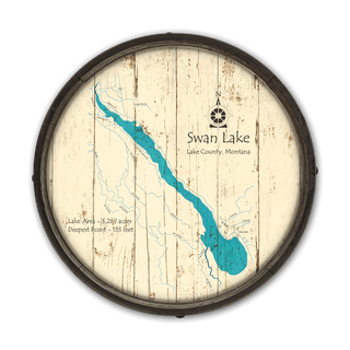 Swan Lake, Montana on a Barrel End Barrel End Wall Art Lake Art