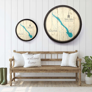 Swan Lake, Montana on a Barrel End Barrel End Wall Art Lake Art