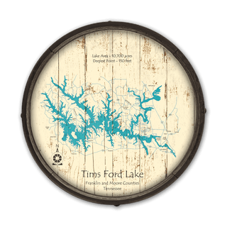 Tims Ford Lake, Tennessee on a Barrel End Barrel End Wall Art Lake Art