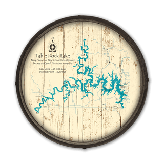 Table Rock Lake, Missouri/Arkansas on a Barrel End Barrel End Wall Art Lake Art