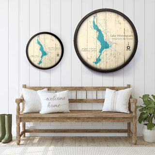 Lake Winnisquam, New Hampshire on a Barrel End Barrel End Wall Art Lake Art