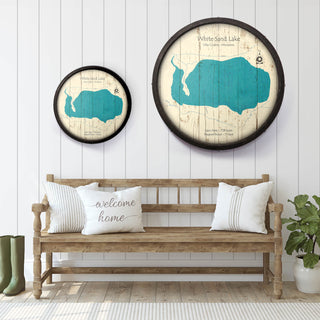 White Sand Lake: Boulder Junction on a Barrel End Barrel End Wall Art Lake Art