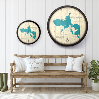 White Sand Lake: Lac du Flambeau on a Barrel End Barrel End Wall Art Lake Art