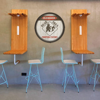 Bear Warning Sign - Barrel End Wall Art Barrel End Wall Art Meissenburg Designs