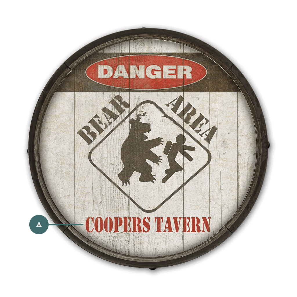 Bear Warning Sign - Barrel End Wall Art – Old Wood Signs Wholesale