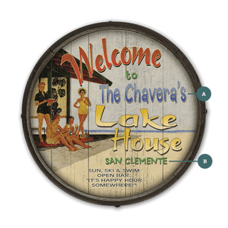 Lake House Welcome: Personalized - Barrel End Wall Art Barrel End Wall Art Meissenburg Designs