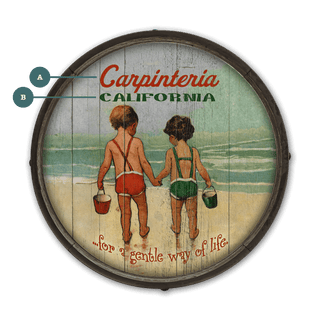 Children Holding Hands at the Beach - Barrel End Wall Art Barrel End Wall Art Meissenburg Designs