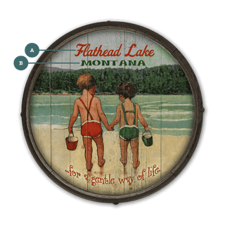 Children Holding Hands at the Lake - Barrel End Wall Art Barrel End Wall Art Meissenburg Designs