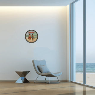 Hand in Hand: Children's Beach Time - Barrel End Wall Art Barrel End Wall Art Meissenburg Designs