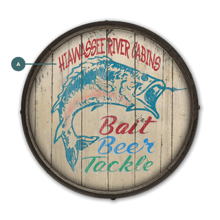 Bait, Beer, and Tackle: Personalized - Barrel End Wall Art Barrel End Wall Art Marty Mummert Studio